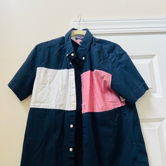 Tommy Hilfiger Men's Casual Shirt - Navy, White, Pink - Picture 2 of 4